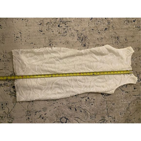 Belle Badgley Mishka Shift Sequin Ivory Sheath Swirly Dress, Size 2, MSRP $179 - Picture 7 of 13